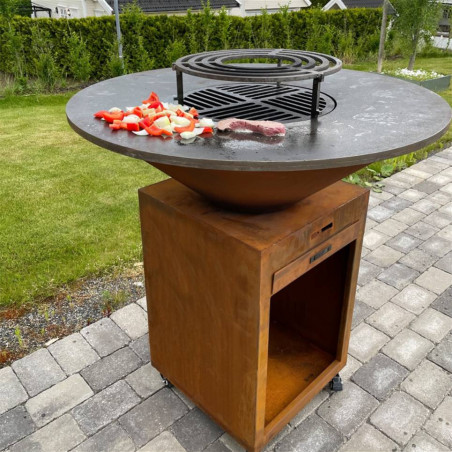 Pack Barbecue/plancha brasero acier corten  Ø85 cm